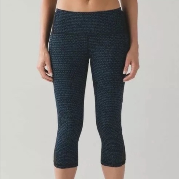 Lululemon Free Runner Crop (19") Shatter Weave Desert Teal Alberta Lake … - Picture 4 of 12